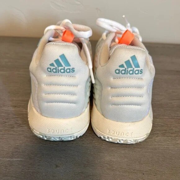 Adidas Barricade Parley Women's White and Teal tennis & pickleball shoes - Picture 3 of 6